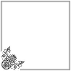 frame with flowers and butterflies