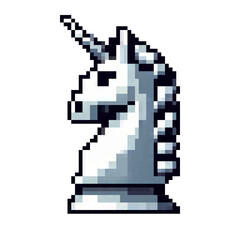 Minimal Pixel Chess Set &ndash; 8-Bit Style Black and White Retro Chess Pieces as Cute Low-Resolution Stickers for Digital and Print Use