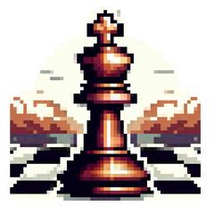 Minimal Pixel Chess Set &ndash; 8-Bit Style Black and White Retro Chess Pieces as Cute Low-Resolution Stickers for Digital and Print Use