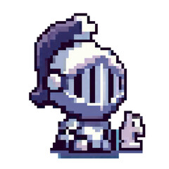 Minimal Pixel Chess Set &ndash; 8-Bit Style Black and White Retro Chess Pieces as Cute Low-Resolution Stickers for Digital and Print Use