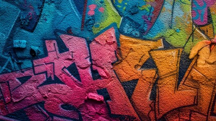 Fototapeta premium Vibrant urban graffiti mural with colorful abstract designs