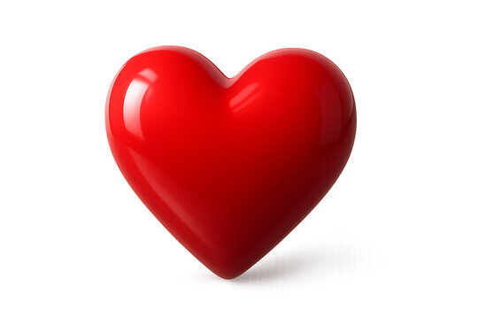 Shiny red heart shape symbol of love and romance isolated on transparent background