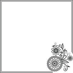 black and white frame with flowers