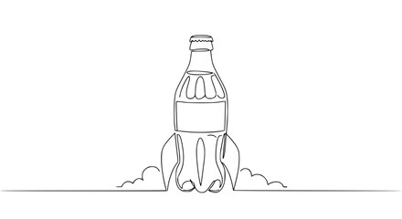 Outline of a rocket bottle launching with smoke effect  