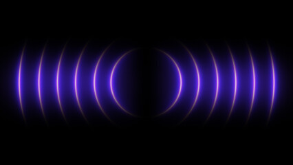 Purple neon sound waves on black. Vibrant audio waves and waveform. Abstract technology background, searching and connecting concept. Radio signal, music visualization, and voice recording.