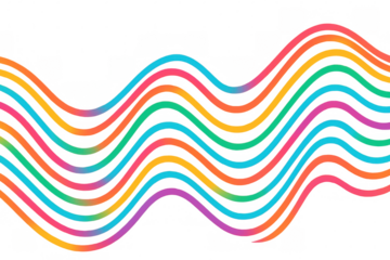 Vibrant spectrum of wavy lines creating a dynamic and colorful pattern on a transparent background, ideal for modern and creative designs