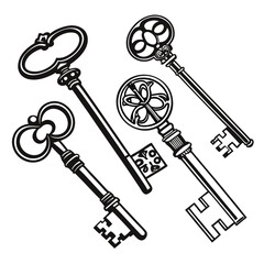 Vector Illustration of Vintage Keys