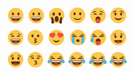 Obraz premium Collection of Diverse Emoji Faces Expressing Various Emotions