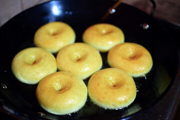 Process of frying donuts from scratch