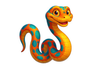 Fototapeta premium Cartoon snake smiling with transparent background