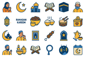 Ramadan Icon Set – Flat Islamic Symbols for Holy Month
