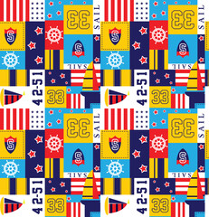 Sailor seamless pattern allover vector design for kids were, boat seamless pattern allover, colorful sailor allover vector design.