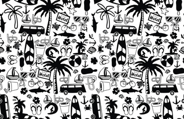 Sea adventure seamless pattern vector design for kids were t-shirt, sea adventure elements, holiday adventure seamless pattern vector design.