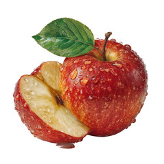 Refreshing transparent red apple with dew drops nature close-up freshness concept in vibrant environment