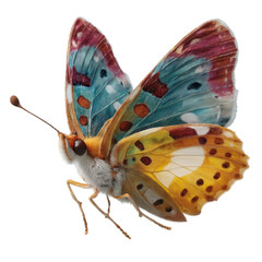 Transparent butterfly displaying vibrant colors in nature close-up view artistic presentation