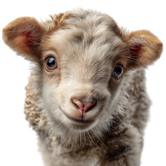 Playful lamb with transparent features in natural light farm setting close-up view for animal photography