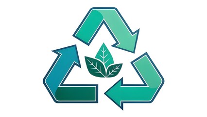 Obraz premium A graphic shows a recycling symbol featuring leaves, emphasizing environmental awareness and sustainable practices with its vibrant green hues.