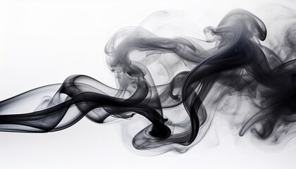 textured smoke abstract black isolated on white background