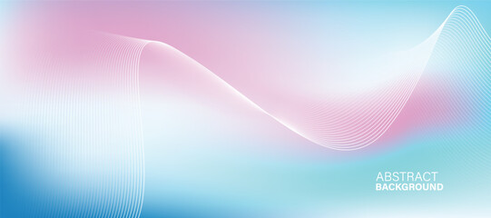 Pink and Blue Abstract Gradient Background with Smooth Wavy Lines and Light Flow