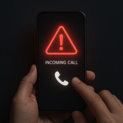 Incoming Call Scam Alert on Smartphone Dark Background Mobile Security Concept Cybersecurity Theme