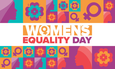 Women's Equality Day in United States. Female holiday, celebrated annually in August 26. Women right history month. Feminism concept. Poster, greeting card, banner and background. Vector illustration
