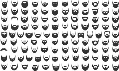 Collection of Diverse Beard Styles &ndash; Set of 80+ Beard Illustrations in Black and White for Beard Lovers, T-shirt and Apparel Design