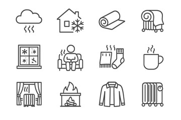 Cozy winter icons: warmth and comfort through cold weather essentials