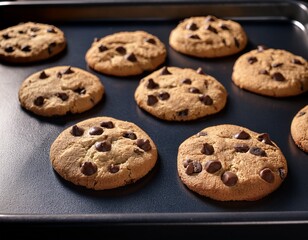 a tray of homemade chocolate chip cookies fresh out of the oven and still warm