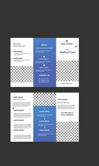 Corporate healthcare and medical trifold brochure, cover, and back page A4 design template.