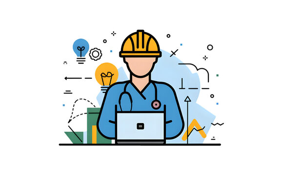 Medical Engineer with a Hard Hat: A conceptual representation, blending medical and engineering disciplines.