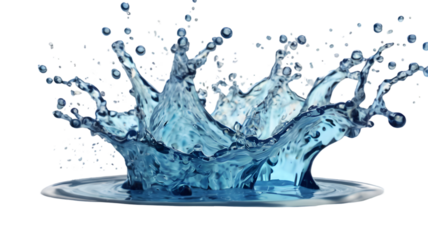 Water Splash: A captivating splash of crystal-clear water. The image highlights the dynamic movement and elegance of water in its purest form.