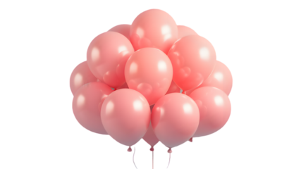 Pink Balloon Cascade: A cluster of pristine pink balloons floats as a vibrant testament to celebration, happiness, and the pure, simple joy of moments.