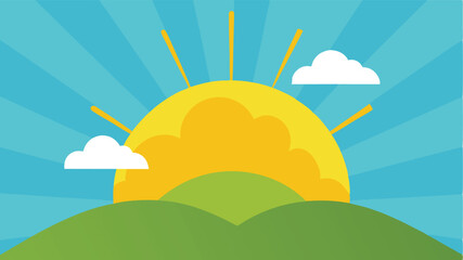 summer landscape with sun and clouds