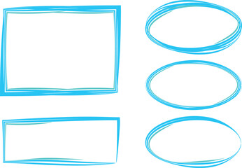 light blue colorful lines design doodle frames set