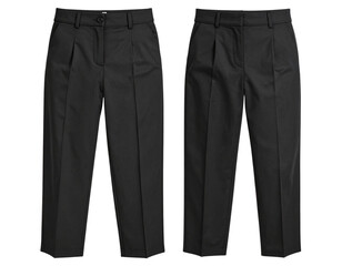  High-Waisted Women’s Trousers, Flat Lay, Front View, Isolated on Transparent Background