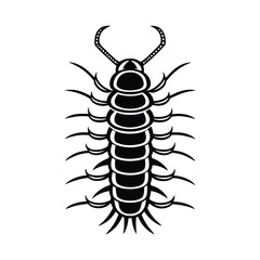 Centipede Silhouette Vector Bundle in Black on White