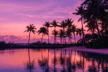Obraz premium Tropical sunset over calm water
