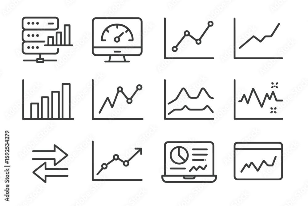 Aufkleber abstract black graph and chart icons on textured gradient background