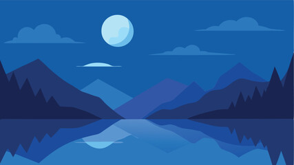 night landscape with mountains and clouds