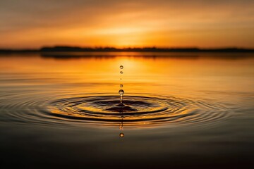 Water droplet impact at sunset