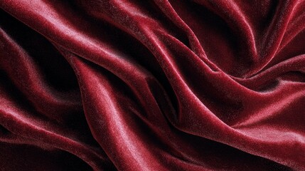 Obraz premium Luxurious burgundy velvet fabric with smooth, elegant flowing texture