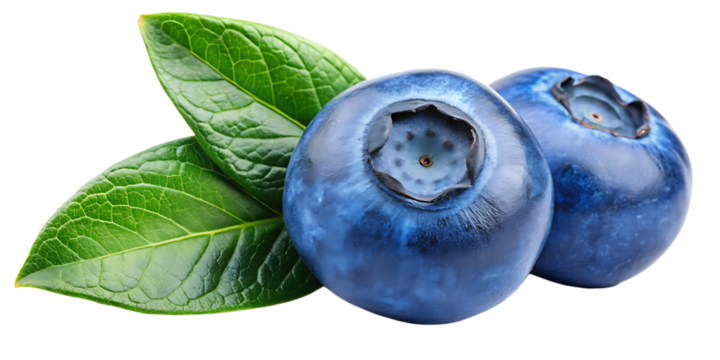 blueberry with leaf isolated on white background, png, ai generated.