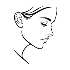 Minimal Line Art Portrait,  Minimalist line art woman face
