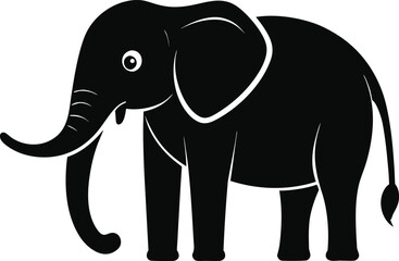 Fototapeta premium Simple Black Elephant Silhouette Illustration on White Background for Graphic Design