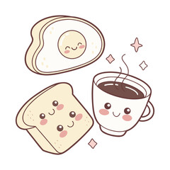 Kawaii breakfast food set
