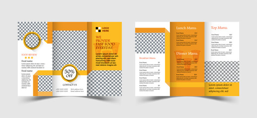 Modern fast food menu trifold brochure design template