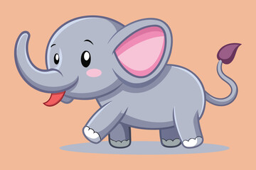 Fototapeta premium Cute Cartoon Elephant Illustration with Pink Accents on a Peach Background