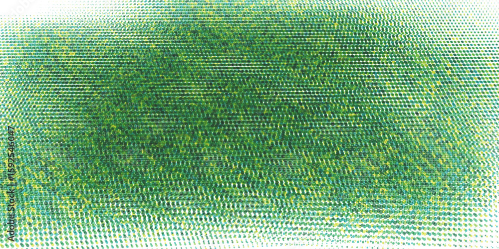 Poster abstract halftone pattern with green and yellow dots on a white background. minimalistic digital tex