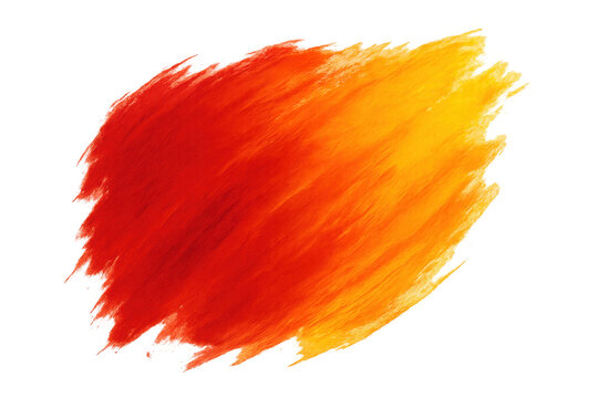 Paint brush stroke blending vibrant red with warm yellow, creating dynamic color gradient on transparent background - Powered by Adobe