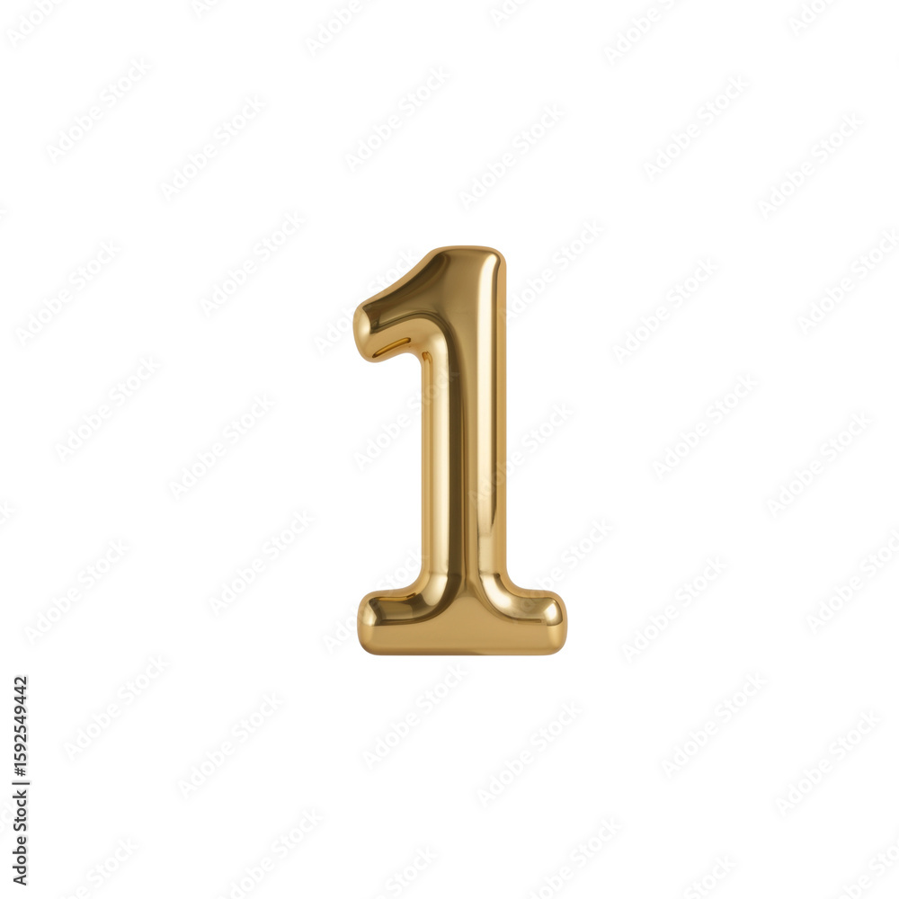 Poster elegant shimmering gold number one display with ethereal isolation for design use